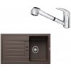 SET572 - Gránitový drez Blanco Favum 45 S káva + Kuchynská batéria Rosan King J385001 chróm