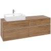 VILLEROY & BOCH Collaro závesná skrinka pod umývadlo na dosku (umývadlo vľavo), 4 zásuvky, s LED osvetlením, 1600 x 500 x 548 mm, Oak Kansas, C135B0RH