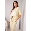 Kesi Dámsky viskózový set s krátkym rukávom a nohavicami so skladaným lemom žltý Farba: Violet, Veľkosť: UNI
