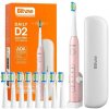 Bitvae D2 Ružová Sonická Zubná Kefka IPX7 + 9 Náhradných Hlavíc Držiak + Puzdro