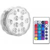 10-LED RGB VODOTESNÁ BEZDRÔTOVÁ IP68 LAMPA s diaľkovým ovládaním, 3xAAA (VÍRIVKA,BAZÉN)