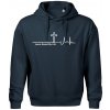 Jesus Saved My Life kríž ekg - Oversized mikina pánska Moon - kratšia + širšia - 2XL ( Tmavomodrá (veľmi tmavá - skoro čierna) )