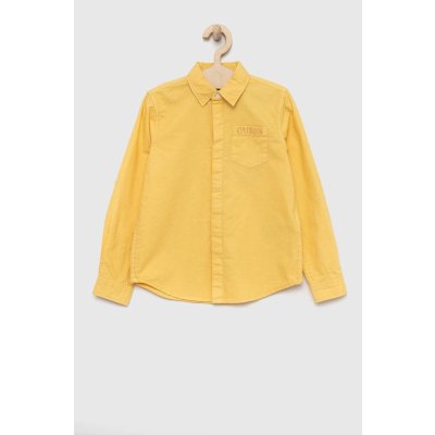 Guess detská bavlnená košeľa žltá