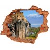 Samolepiaca nálepka fototapeta Leopard na pni 90x70 cm