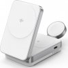 AppleMix Bezdrôtová nabíjačka Qi2 3v1 pre Apple iPhone / Watch / AirPods - Podpora MagSafe - Hliníková - Biela