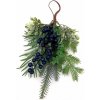 GOBA Vánoční dekorace - závěsná větvička, modré bobule, 35 cm