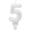 Tortové sviečky - Perleťová biela 5 (7cm)