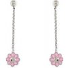 Strieborné náušnice s ružovými kvietkami