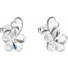 Strieborné náušnice pecka s kryštálmi Swarovski biela kvietka 31263.1 Krystal