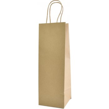 Papierová darčeková taška na fľašu „natur“, 34 x 11,5 x 11,5 cm