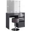 Vicco Vanity table Sherry, 90 cm with LED lighting and stool, Anthracite high gloss