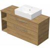 INTEDOOR Kúpeľ.skriňa+umývadlo BEE, úchyt chróm, 120cm, regál vľavo, dub Hickory