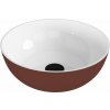 Polysan BANERA ROUND umývadlo na dosku, liaty mramor, priemer 39cm, biela/hnedá mat 14337.72