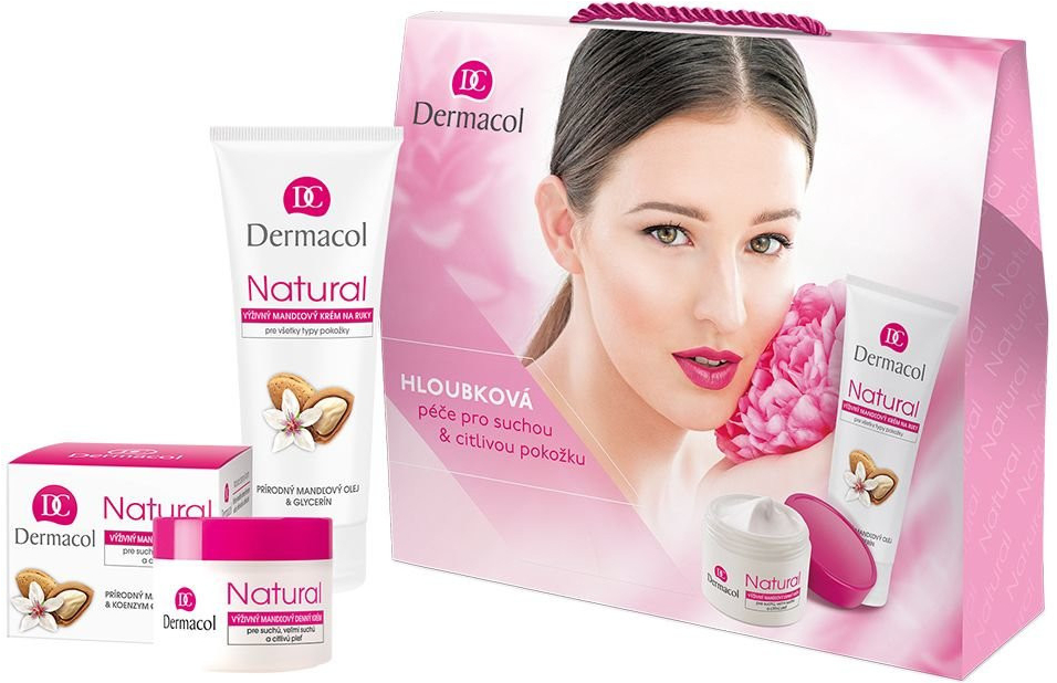 Dermacol Natural Almond denní pleťová péče 50 ml + krém na ruce 100 ml darčeková sada