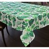 Obrus biely so zelenou potlačou Šírka 140 cm | Dĺžka 220 cm biela