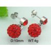Náušnice Shamballa visiace červené ny2488 chirurgická oceľ (Náušnice Shamballa visiace červené ny2488 chirurgická oceľ)