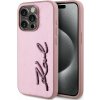 Kryt pre mobil Karl Lagerfeld Wrinkled PU Signature Logo Zadný Kryt pre iPhone 15 Pre Max Pink (KLHCP15XPFMFBKMP)