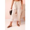 Fashionweek dámske bavlnené plátené nohavice s opaskom K52888 Béžový