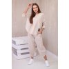 Fashionweek talianska súprava nohavíc a blúzky, voľný, pohodlný štýl K6171 béžová