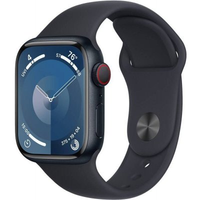 Apple Watch Series 9, GPS + Cellular, 45mm Puzdro z temne atramentového hliníka, športový remienok M/L
