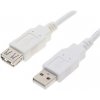 USB predlžovačka (2.0), USB A samec - USB A samica, 0.3m, biela