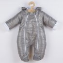 New Baby Zimná dojčenská kombinéza s kapucňou s uškami Pumi grey