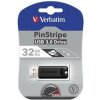 Verbatim USB flash disk, USB 3.0, 32GB, PinStripe, Store N Go, černý, 49317, USB A, s výsuvným konektorem