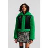 BUNDA KARL LAGERFELD FAUX FUR SHEARLING AVIATOR KELLY GREEN/BLACK