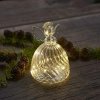SIRIUS LED svetelný sklenený anjel, 13cm, číry, biely dekor