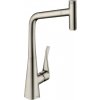 Hansgrohe Metris Select M71 - Kuchynská páková batéria 320, vyťahovateľný výtok, 1jet, sBox, nerez 73803800