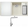 Blanco AXIA III 6 S biela soft s excentrom + sklenená krájacia doska 527045 + Blanco MILA chróm 519414