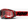 100% Gogle 100% RACECRAFT 2 RED (Szyba Przezroczysta Anti-Fog, LT 88% -92% + 10 Zrywek) (NEW)
