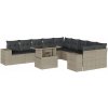 11-dielna súprava záhradného nábytku s vankúšmi, sivý PE ratan