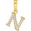 Silvego Zlatý prívesok písmeno N zo žltého zlata s Brilliance Zirconia FNN22195N