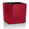 Kvetináč Cube premium v tvare kocky vrátane setu a vnútra Farba: červená vysoký lesk, Dĺžka hrany: 50