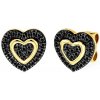 Náušnice srdce SAVICKI: zlaté, čierne diamanty - SAVE79585 Y SCD