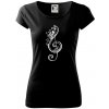 Husľový kľúč kvety - Dámske tričko Pure - XL ( Čierna )