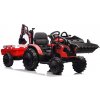 LeanCars Elektrický traktor s lyžicou a vlečkou SX2068 - červený - 2x45W - BATÉRIA - 2x12V7Ah - 2026