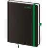 Diár 2026 DOUBLE BLACK-GREEN, A5 týždenný, 128 str, 145x205mm, s gumičkou