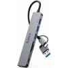 Orico YSA8-U3 HUB adaptér USB / USB-C - 3x USB 2.0 / USB 3.0 / USB-C / 3.5mm jack / 2x TF SD, šedý