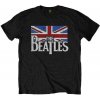 The Beatles Tričko Drop T Logo & Vintage Flag Unisex Black XL