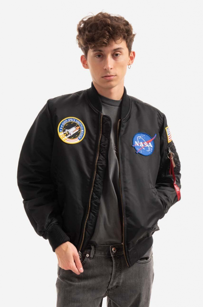 Alpha Industries bunda MA-1 NASA 166107 03 pánska čierna prechodná 166107.03