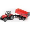 Bruder Traktor MASSEY FERGUSON se sklopným vozem červený