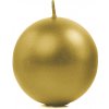 PartyDeco Sviečka - guľa, metalická zlatá 1 ks 8 cm