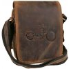 Hnedá kožená crossbody taška MOTOCYKEL 18 x 15 cm