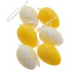 ZÁVES VAJCE PLAST S/6 6CM ŽLTÁ,BIELA