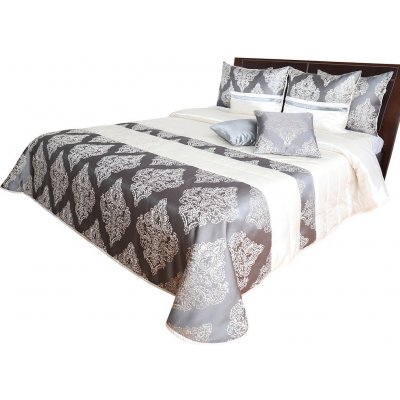 Prehozynapostel přehoz na postel prešívaný šedej farby s barokovým vzorom MARNM44-U_207 240 x 260 cm