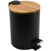Spirella pedálový odpadkový kôš ADONIS matná čierna oceľ bambusové veko 3 L 10.20919