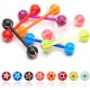 Šperky eshop - Piercing do jazyka gulička s trblietkami, hviezdička W31.36 - Farba piercing: Fialová - Oranžová