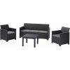 KETER EMMA 3 SEATER SOFA SET SMOOTH ARMS WITH CLASSIC TABLE antracit/sivá